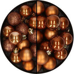 30x stuks kunststof kerstballen bruin 3 en 4 cm - Kerstbal