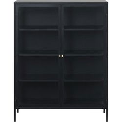 Vitrinekast Zwart - 40x110x140cm - Metaal - Kast Carmel