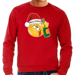 Bellatio Decorations foute kersttrui/sweater heren - Dronken - rood - Merry Kristmus S - kerst truien
