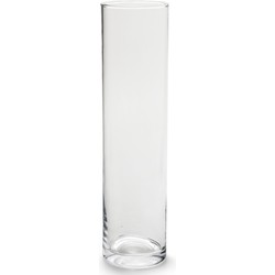 Cilinder bloemenvaas Jodeco - transparant glas - D10 x H40 cm - Vazen