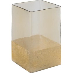 PTMD Windlicht Waya - 15x15x25 cm - Glas - Champagne