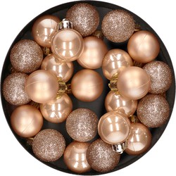 28x stuks kleine kunststof kerstballen toffee bruin 3 cm - Kerstbal