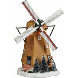 Luville Kerstdorp Kinderdijk molen - 16x16x26 cm - Polyresin - Multi