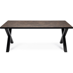 Stalux Eettafel 'Roos' 200 x 100cm, kleur zwart / lederlook bruin