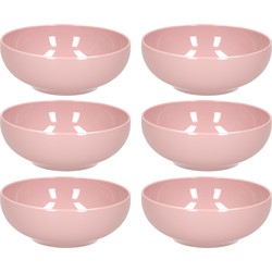 Set van 6x kommetjes/schaaltjes - Dessert/ontbijt - Kunststof - D16 cm - Oudroze - Kommetjes