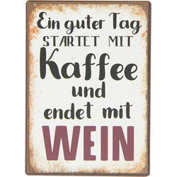 Clayre & Eef Decoratie Magneet  5 cm Wit Zwart Ijzer Rechthoek Tag Kaffee Wein Koelkast Magneet