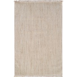 Vercai Rugs Jean Collectie - Laagpolig Vloerkleed - Tapijt met Franjes - Polyester - Wit Grijs - 200x290 cm