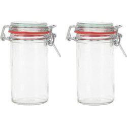 8x Glazen confituren pot/weckpotten 250 ml/0,25 liter met beugelsluiting en rubberen ring - Weckpotten