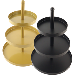 OTIX Etagere - 3 Laags - Set van 2 - Serveertoren - Serveerschaal - Zwart en Goud - Metaal - IRONA