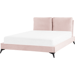 Beliani MELLE - Tweepersoonsbed-Roze-Fluweel