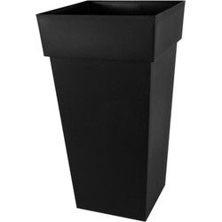 Eda Bloempot Toscane - vierkant - kunststof - antraciet - L43xL43xH80 - Plantenpotten