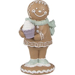 Clayre & Eef Kerstdecoratie Beeld Gingerbread man 11 cm Bruin Kunststof