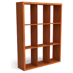 Egura cortenstaal houtopslag onderverdeling 9 vakken 1500x385x2000 mm