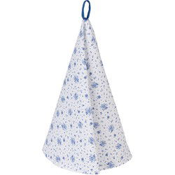 Clayre & Eef Theedoek Wit Blauw Katoen Roosjes