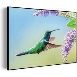 Muurwerken Akoestisch Schilderij - Colibri Onderweg Naar Lavendel - Geluidsdempend Wandpaneel - Wanddecoratie - Geluidsisolatie - BASIC (AW 0.65) XXL (150x107)