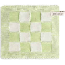 Knit Factory Pannenlap Block - Ecru/Spring Green - 23x23 cm