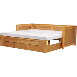 CAHORS - Onderschuifbed - Lichthout - 90 x 200 cm - Rubberhout