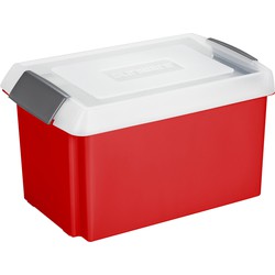 Sunware opslagbox kunststof 51 liter rood 59 x 39 x 29 cm met hoge deksel - Opbergbox