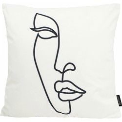 Line Art Face #2 | 45 x 45 cm | Kussenhoes | Katoen