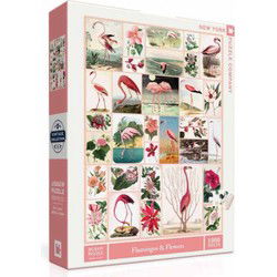New York Puzzle Company Flamingo's en Bloemen - 1000 stukjes