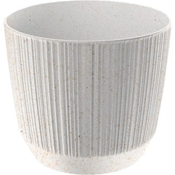 Prosperplast Bloempot/plantenpot met carf-stripe - wit - kunststof - 19,5 x 17 cm - moderne bloempot - Plantenpotten