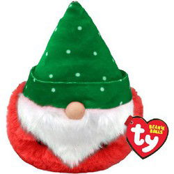 TY Ty Teeny Puffies Christmas Gnome Green Hat 10cm