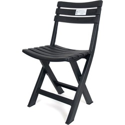 Progarden Klapstoel voor buiten/binnen - antraciet - 41 x 78 cm - stevig kunststof - Bijzet stoelen - Klapstoelen