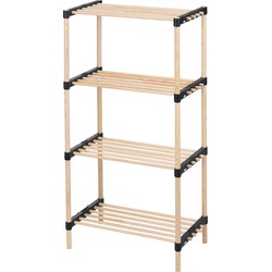 H&S Collection Schoenenrek - 4-laags - hout - 49x28x93 cm - Schoenenrekken