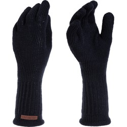 Knit Factory Lana Gebreide Dames Handschoenen - Polswarmers - Navy - One Size
