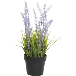 Lavendel kunstplant in pot - lila paars - D15 x H30 cm - Kunstplanten