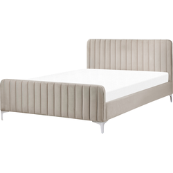 LUNAN - Tweepersoonsbed - Taupe - 140 x 200 cm - Fluweel
