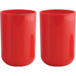 Drinkbeker/limonadebeker - 4x - PS kunststof - rood - 490 ml - Bekers