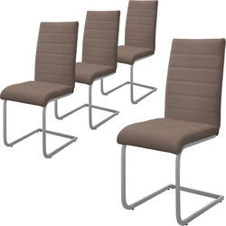 Set van 4 eetkamerstoelen slede met rugleuning bruin kunstleer bekleding ML-Design