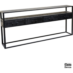 Benoa Jax 4 Drawer Console Table Black 180 cm