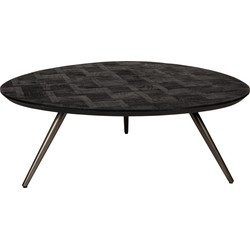 PTMD Fieron Black wooden coffee table organic round