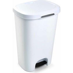 PlasticForte Pedaalemmer - wit - 50L- kunststof - prullenbak - 63,5 cm - Pedaalemmers