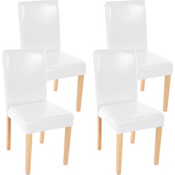 Cosmo Casa  4er - Set Esszimmerstuhl Stuhl Küchenstuhl Littau - Kunstleder - Weiß helle Beine