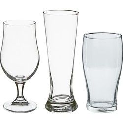 Bierglazen set - pilsglazen/pint glazen/bierglazen op voet - 12x stuks - glas - Bierglazen