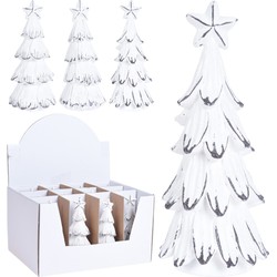 5 stuks - Kerstboom 16 cm wit 3 assorti