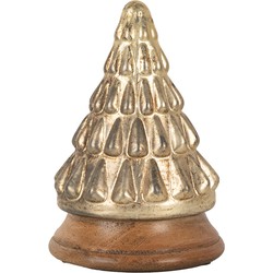 Clayre & Eef Kerstdecoratie Kerstboom Ø 13x19 cm Goudkleurig Glas Hout