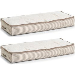 Zeller opbergtas/beschermhoes beddengoed/kleding - 2x - voor onder bed - 104 x 46 x 15 cm - Opberghoezen