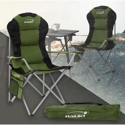 Opvouwbare campingstoel tot 150 kg Khaki met bekerhouder incl. draagtas HAUKI