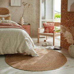 Rond Jute vloerkleed - Capri Naturel / Terracotta - 180 CM ROND