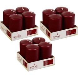 12x Kaarsen bordeaux rood 5 x 8 cm 12 branduren sfeerkaarsen - Stompkaarsen