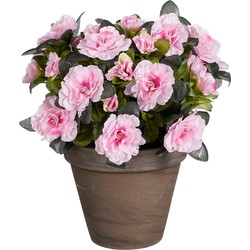 Mica Decorations Azalea Kunstplant in Bloempot Stan - H31 x Ø26 cm - Roze