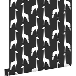 ESTAhome behang giraffen zwart wit - 0,53 x 10,05 m - 139062