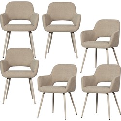 WOOOD eetkamerstoelen Jenny - Polyester - Naturel - Set van 6