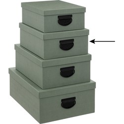 5Five Opbergdoos/box - groen - L30 x B24 x H12 cm - Stevig karton - Industrialbox - Opbergbox