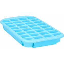 XL ijsblokjes vorm - 32 ijsklontjes - blauw - 33 x 18 x 3.5 cm - rubber - IJsblokjesvormen