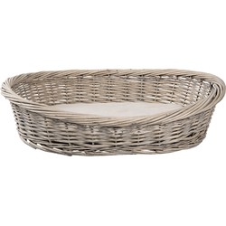 Clayre & Eef Hondenmand  74x57x19 cm Grijs Rotan Ovaal Hondenbed